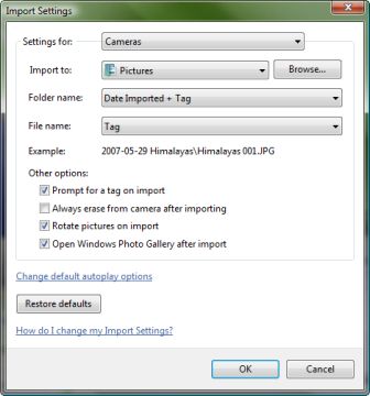 Import settings